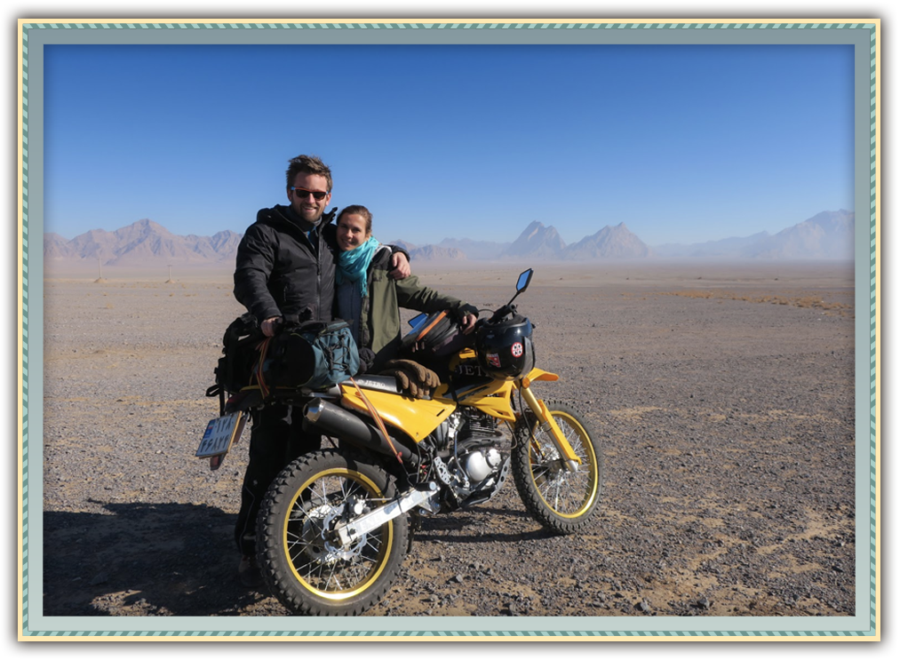 Stephan and Sylvie on their motorbike for the Iran tour